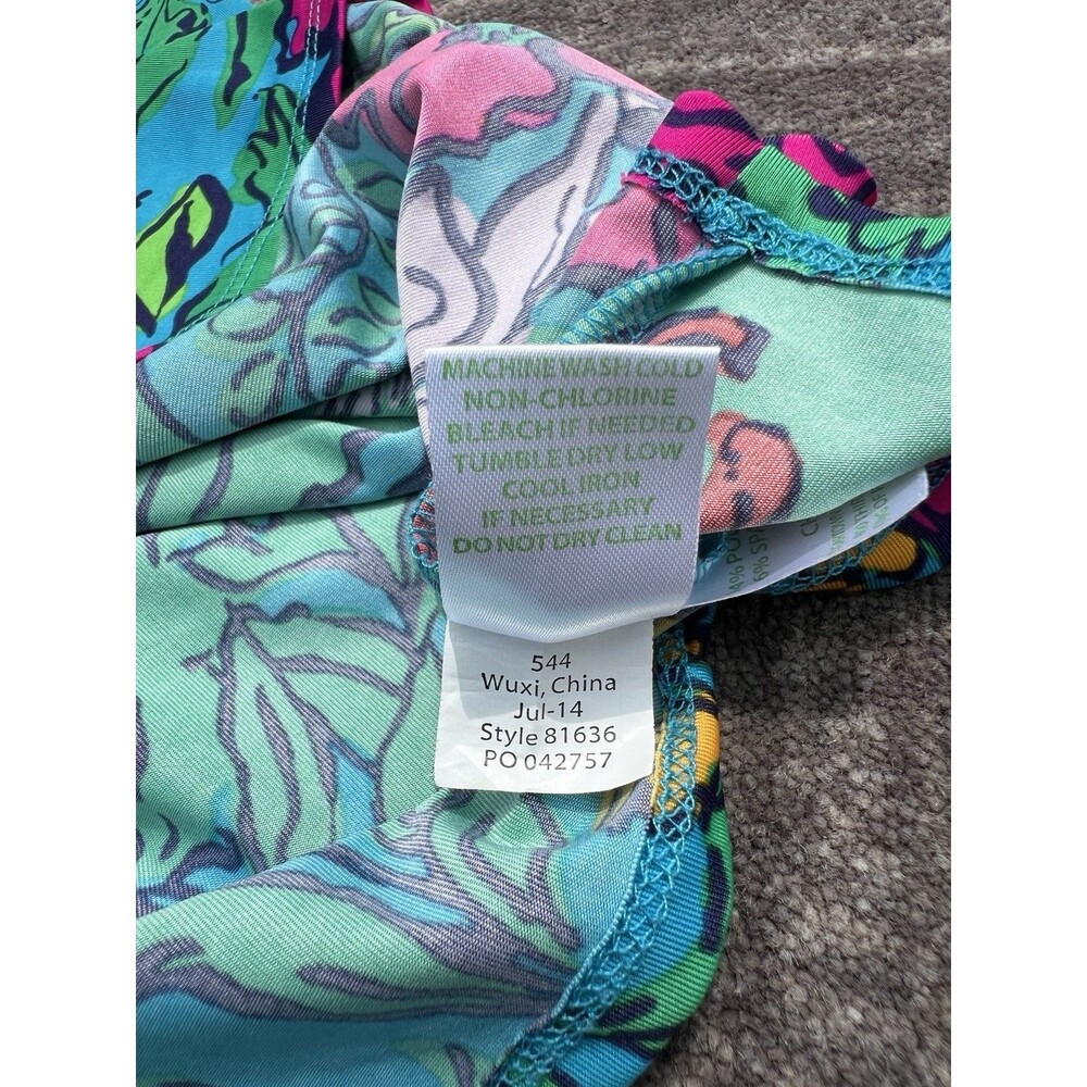 Lilly Pulitzer Jade Dress Shake Your Tail Feathers Blue/Green V-Neck Size Small - Picture 10 of 11
